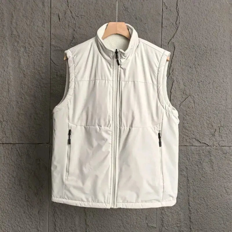 Men's Nylon Blend Vest Full Zip Sleeveless Collar Gilet