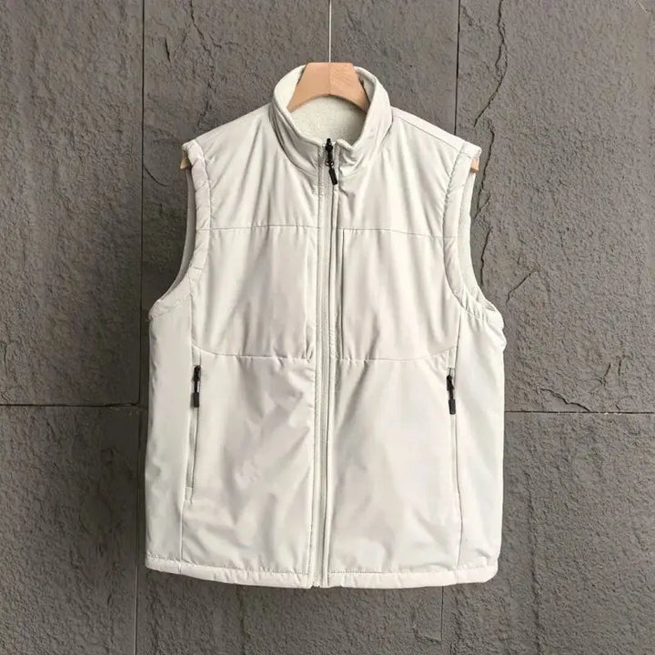 Men's Nylon Blend Vest Full Zip Sleeveless Collar Gilet