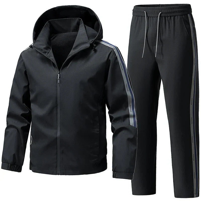Men's Fleece Tracksuit Zip Up Hooded Sweatsuit Set