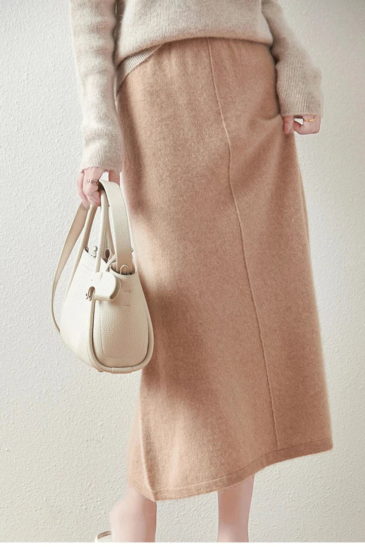 Women's Wool Knit Midi Skirt