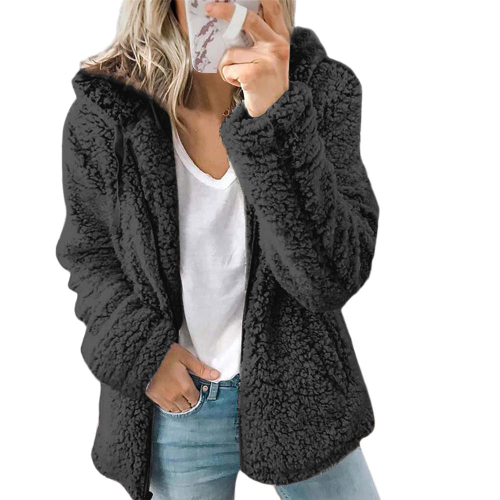 Women's Fleece Hooded Jacket Teddy Coat
