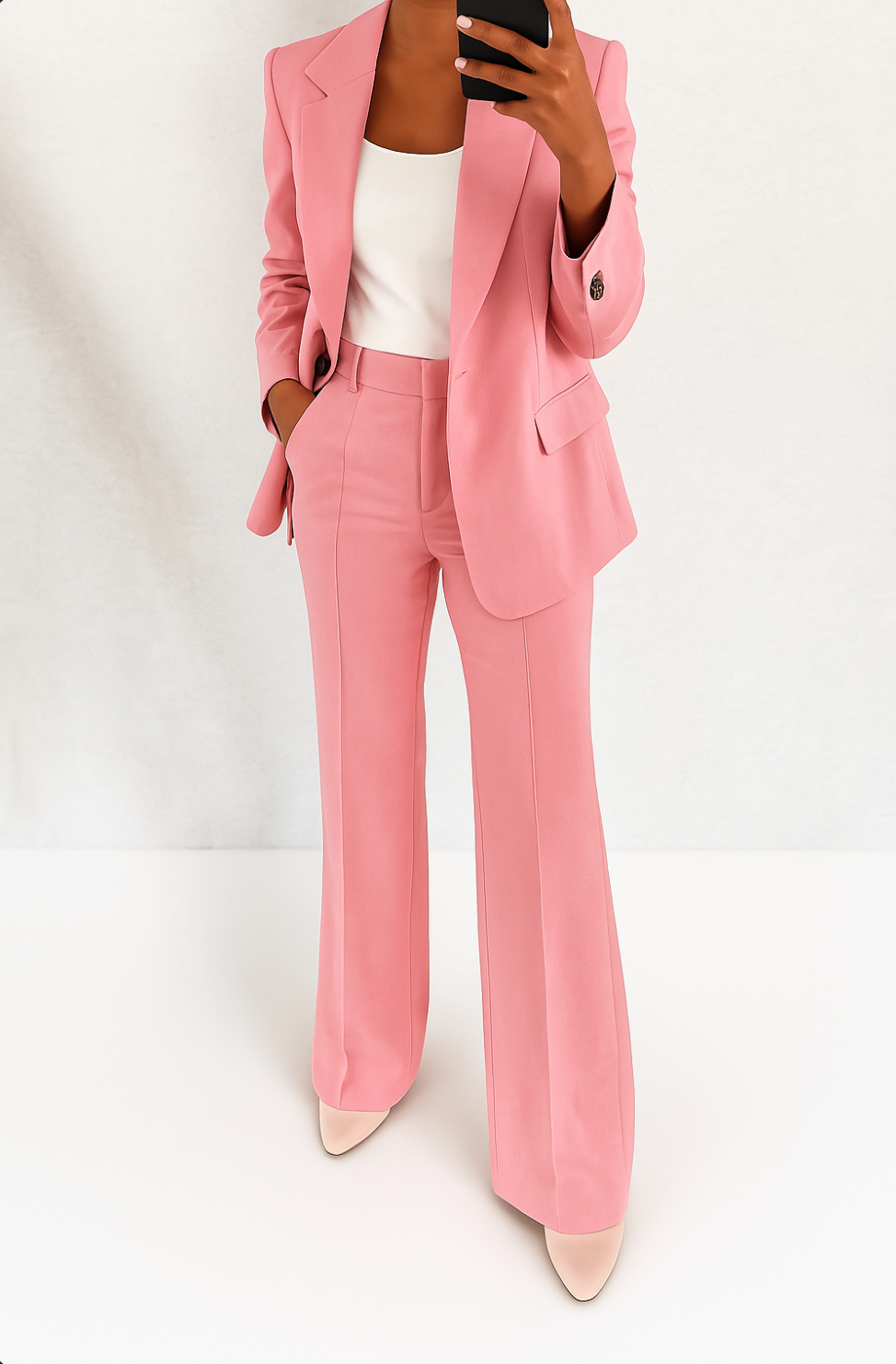 Women's Linen Tailored Two-Piece Suit Set
