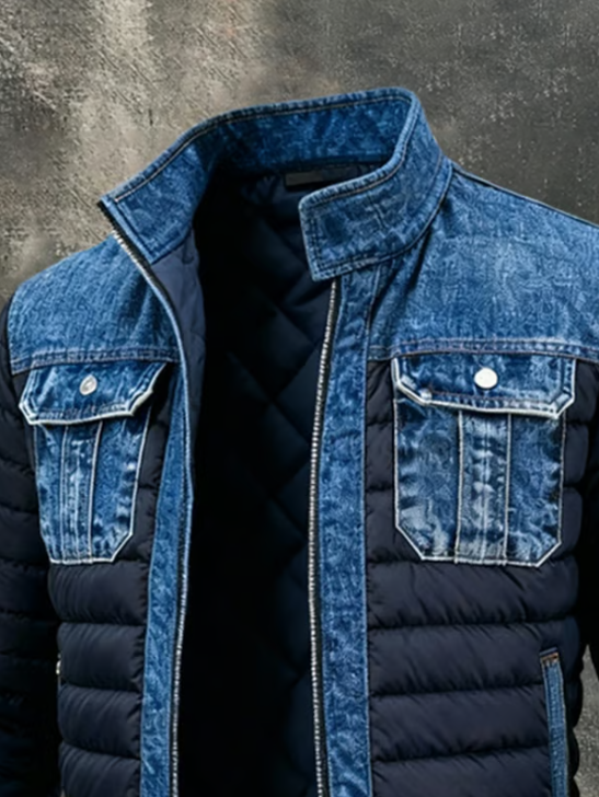 Men’s Quilted Denim Puffer Jacket