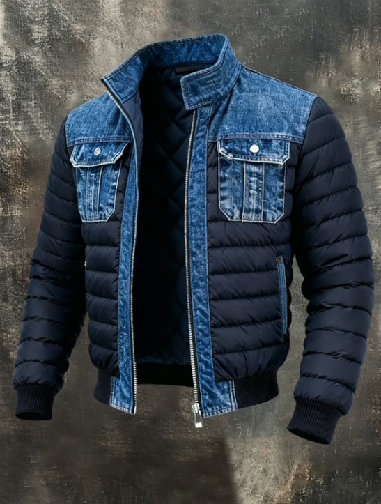 Men’s Quilted Denim Puffer Jacket
