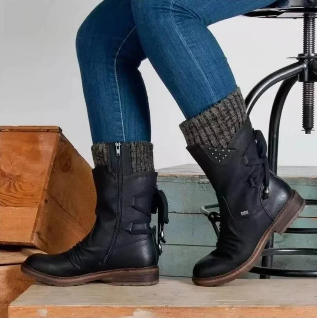 Women's Leather Mid Calf Boots