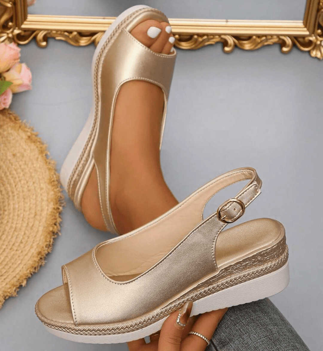Women's Leather Platform Wedge Sandals