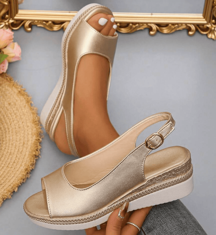 Women's Leather Platform Wedge Sandals