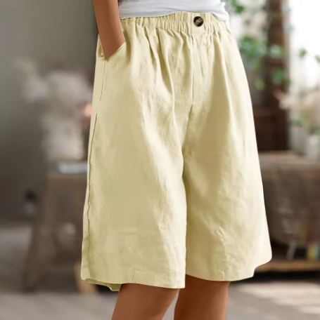 Women's Summer Cotton Linen Relaxed Fit Bermuda Shorts
