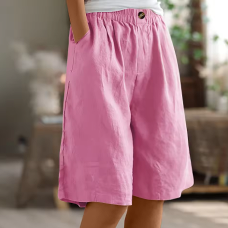 Women's Summer Cotton Linen Relaxed Fit Bermuda Shorts