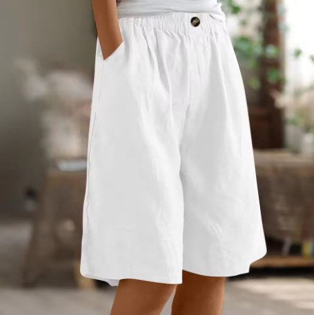 Women's Summer Cotton Linen Relaxed Fit Bermuda Shorts