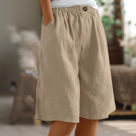 Women's Summer Cotton Linen Relaxed Fit Bermuda Shorts