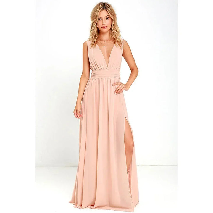 Women's Formal Linen-Blend Maxi Evening Dress