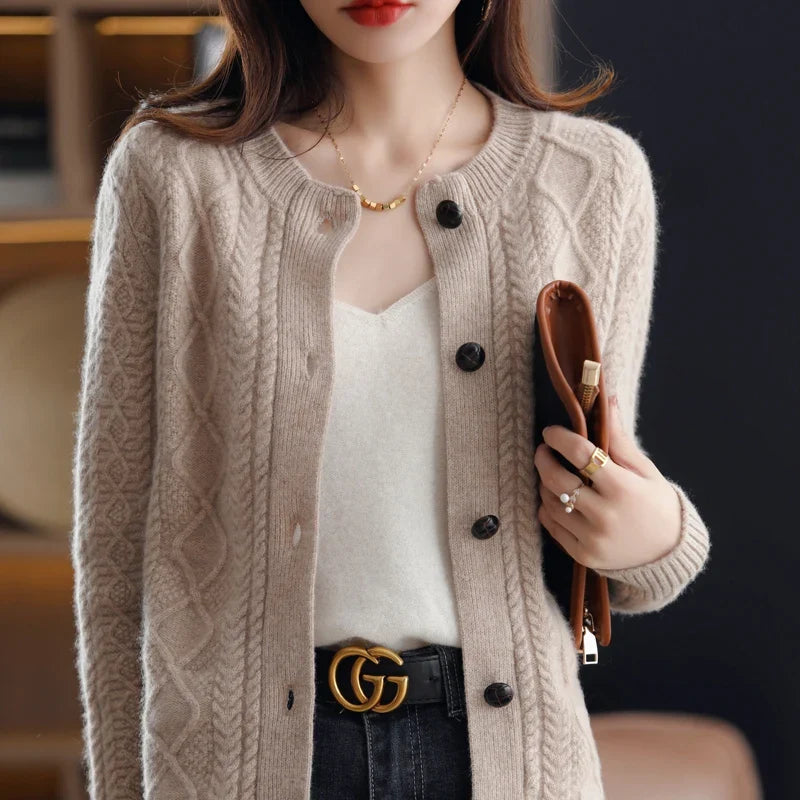 Women's Wool Cardigan Knit Button Up Sweater