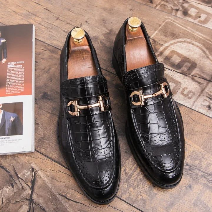 Men's Leather Slip-On Buckle Loafers