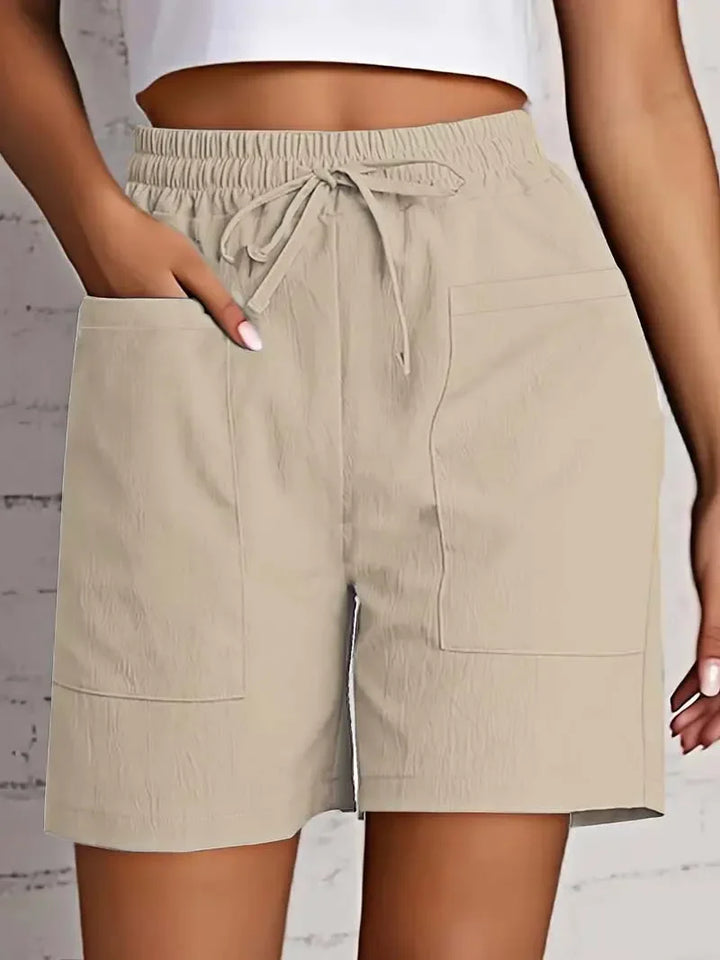 Women's Linen Blend Elastic Waist Casual Bermuda Shorts