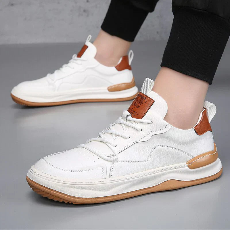 Men's Leather Fashion Sneakers Casual Walking Shoes