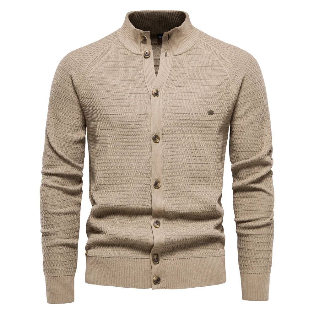Men's Knit Stand Collar Cardigan Sweater