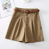 Women's Linen High Waisted Pleated Shorts
