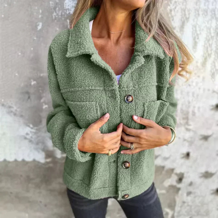 Women's Fleece Jacket Button Down Shacket Loose Cozy Outerwear