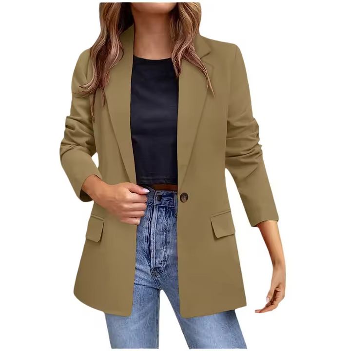 Women's Wool Blazer Jacket Smart Casual Suit Coat