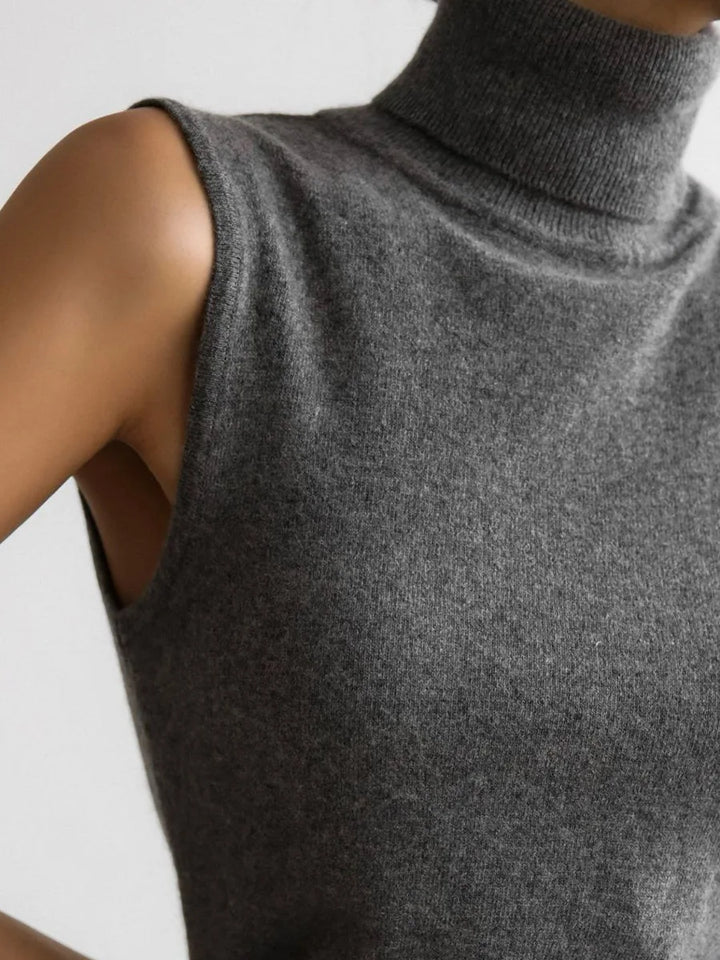 Women's Wool Turtleneck Sleeveless Tank Top