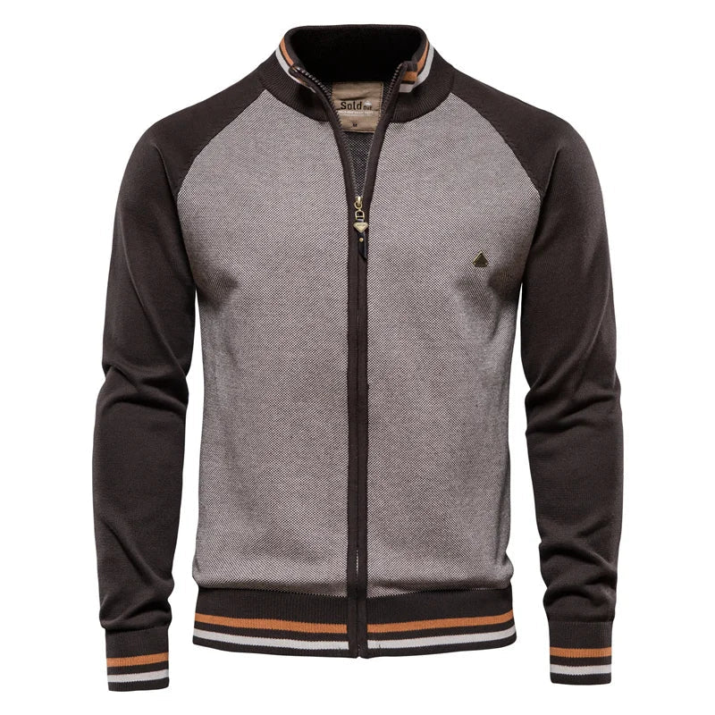 Men's Knit Zip Up Bomber Jacket Cardigan