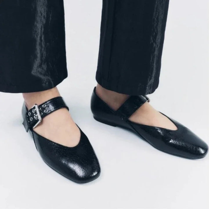 Mocassins plats pour femmes en cuir, à bride avec boucle léopard