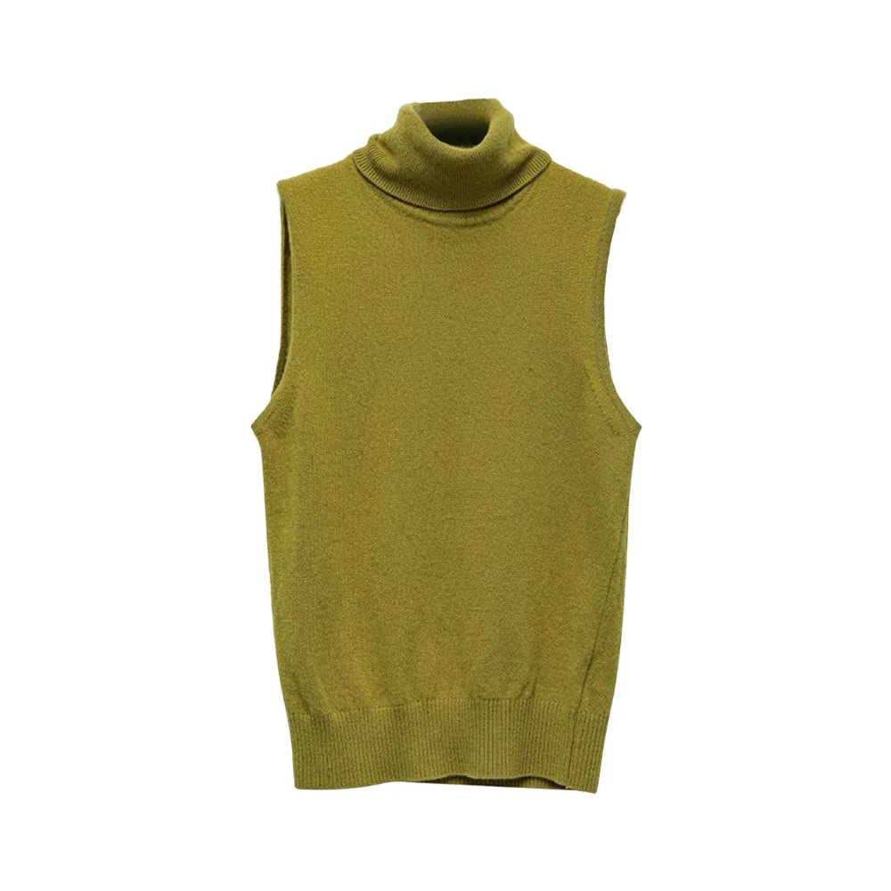 Women's Wool Turtleneck Sleeveless Tank Top