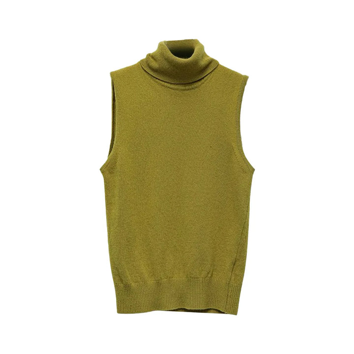 Women's Wool Turtleneck Sleeveless Tank Top