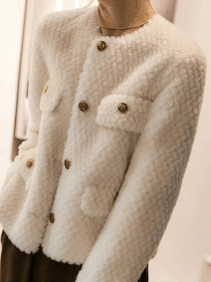 Women's Wool Tweed Jacket Knit Cardigan Outerwear Top