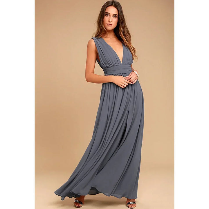 Women's Formal Linen-Blend Maxi Evening Dress