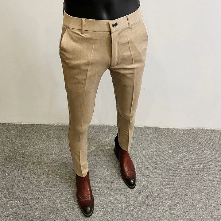 Men's Slim Fit Wool Mix Dress Trousers Formal Business Pants
