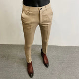 Men's Slim Fit Wool Mix Dress Trousers Formal Business Pants
