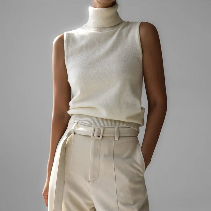 Women's Wool Turtleneck Sleeveless Tank Top