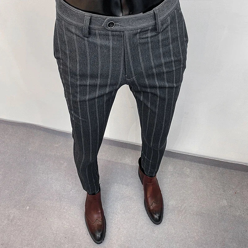 Men's Slim Fit Wool Mix Dress Trousers Formal Business Pants