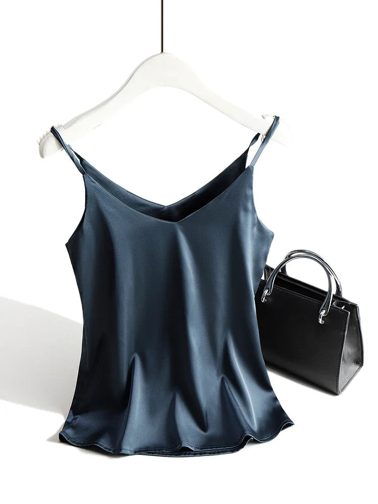 Women's Silk Camisole Sleeveless V-Neck Tank Top