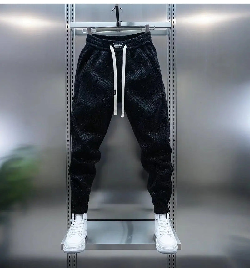 Men's Slim Fit Ribbed Knit Drawstring Jogger Pants