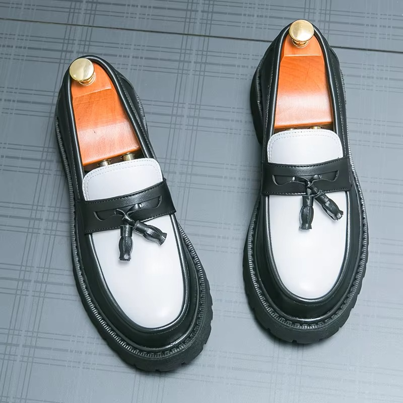 Women's Chunky Platform Leather Loafers Slip On Dress Shoes