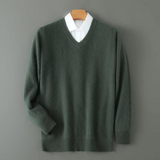 Men's V-Neck Merino Wool Sweater Pullover Knit Jumper Top