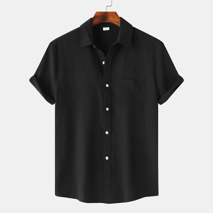 Men's Linen Short Sleeve Shirt Button Up Relaxed Fit Casual Top