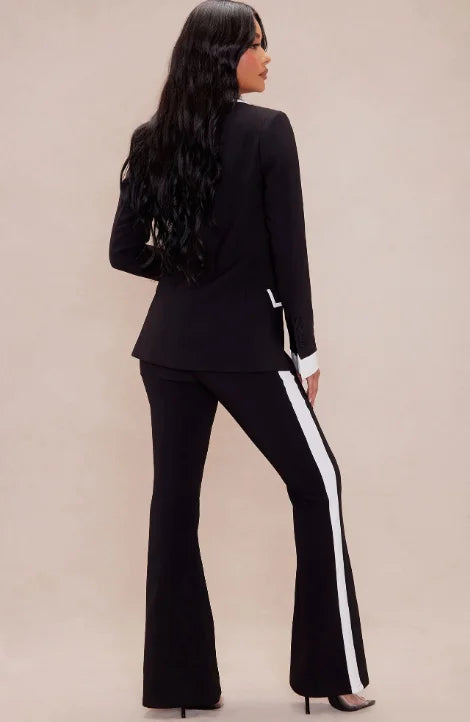 Women's Wool High-Waist Double-Breasted Wide-Leg Trouser Suit