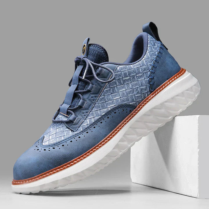 Men's Genuine Leather Casual Mesh Sneakers