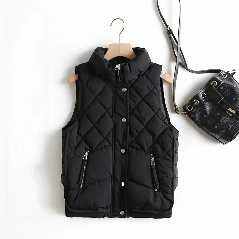 Gilet matelassé sans manches pour femme en nylon, veste d’extérieur rembourrée