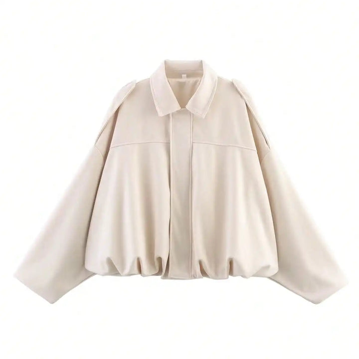 Women's Suede Bomber Jacket Casual Outerwear Coat