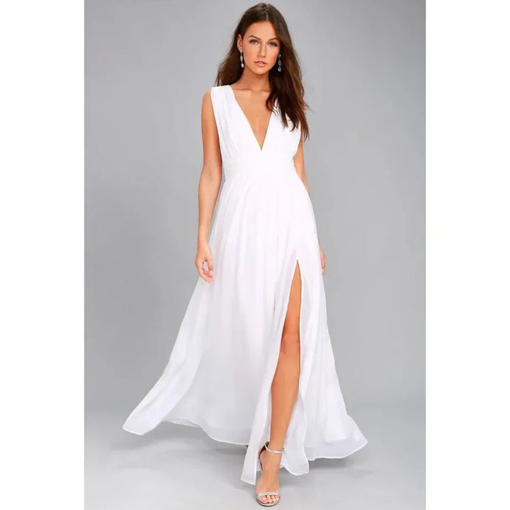 Women's Formal Linen-Blend Maxi Evening Dress