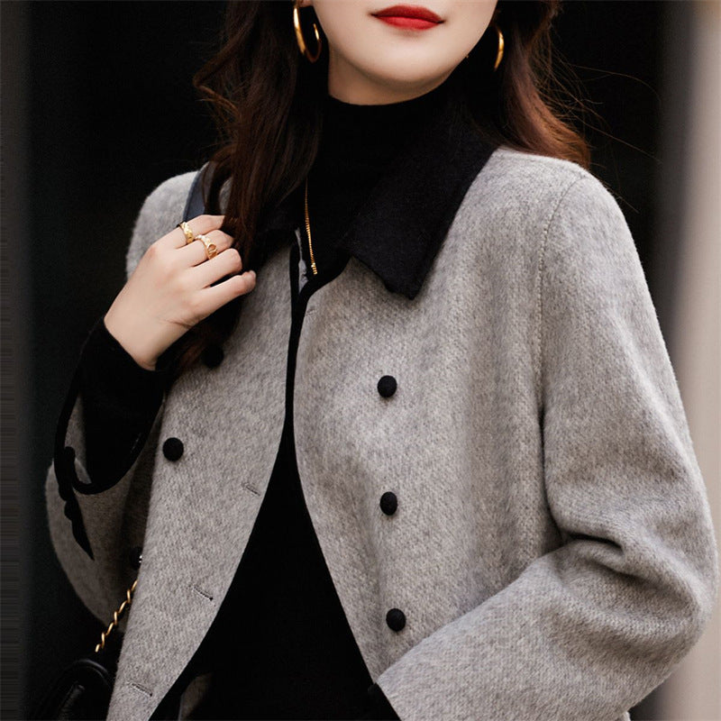 Women's Wool Pea Coat Double Breasted Trench Jacket