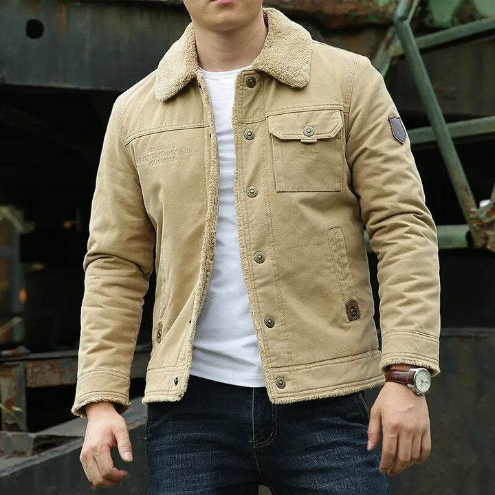 Men's Fleece Lined Trucker Cargo Work Jacket