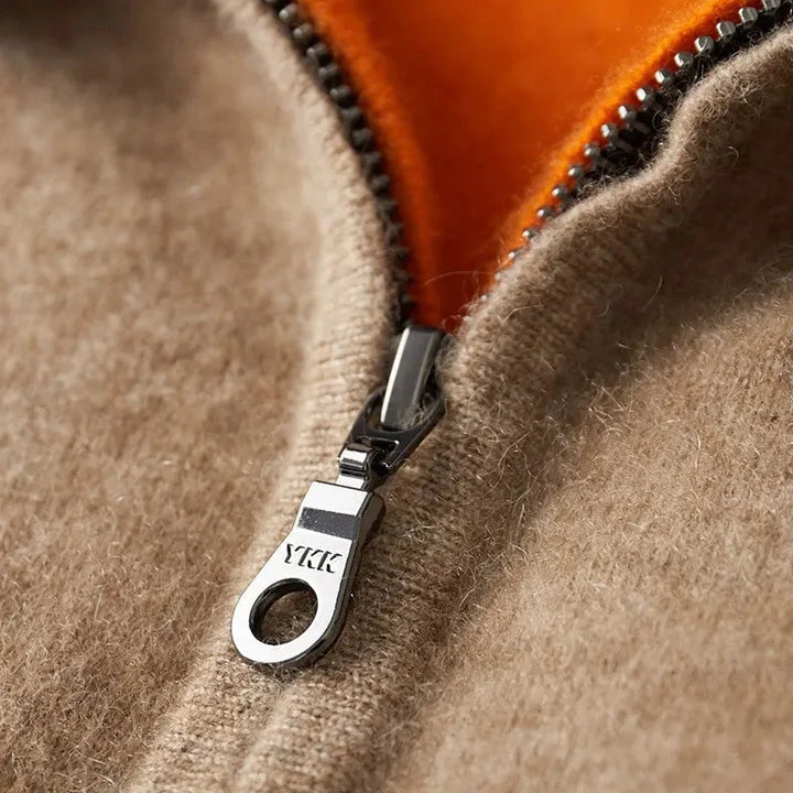Veste-sweat à capuche zippée en maille de laine réversible pour homme