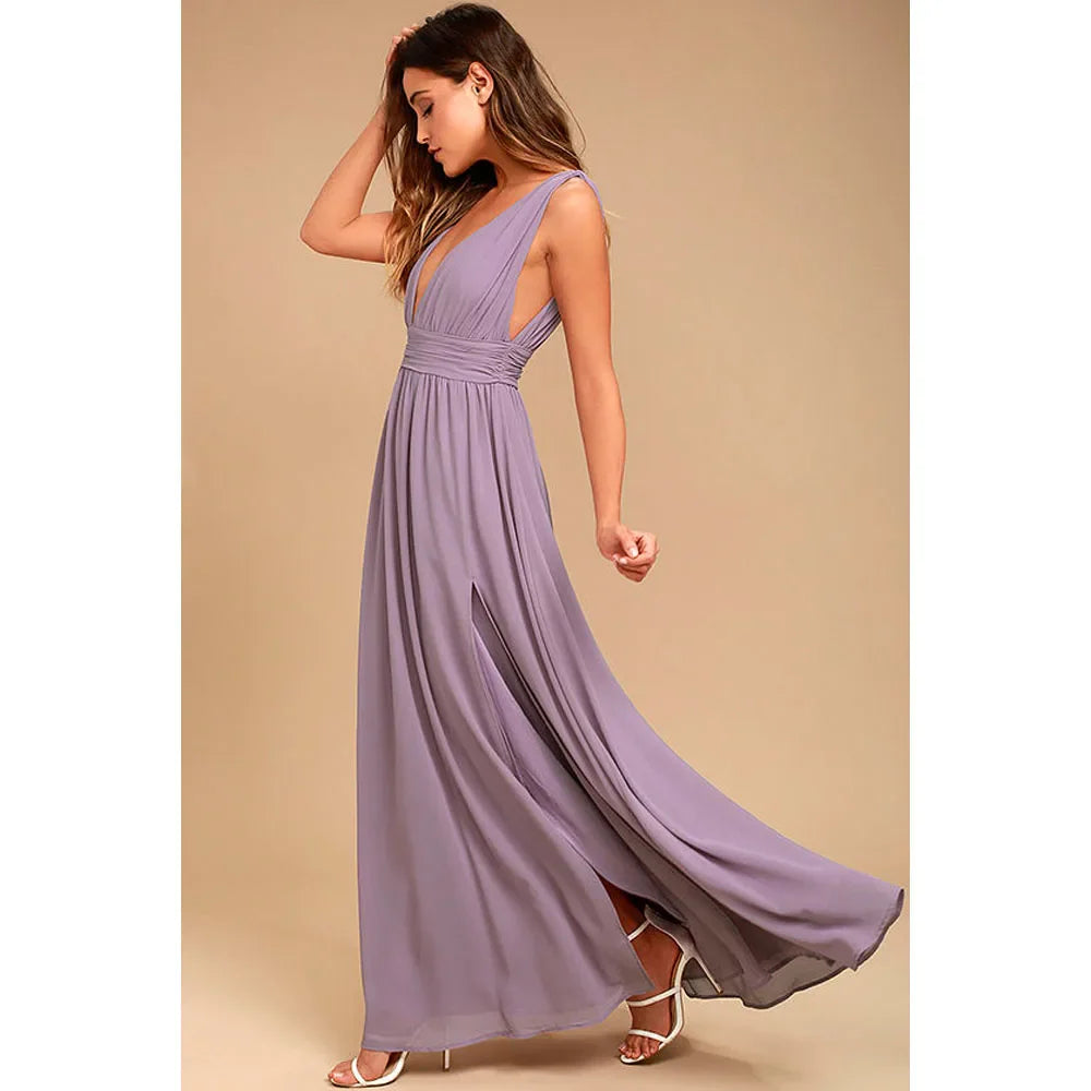 Women's Formal Linen-Blend Maxi Evening Dress
