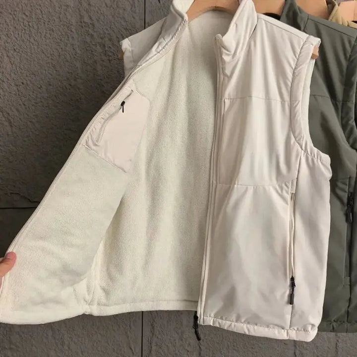 Men's Nylon Blend Vest Full Zip Sleeveless Collar Gilet